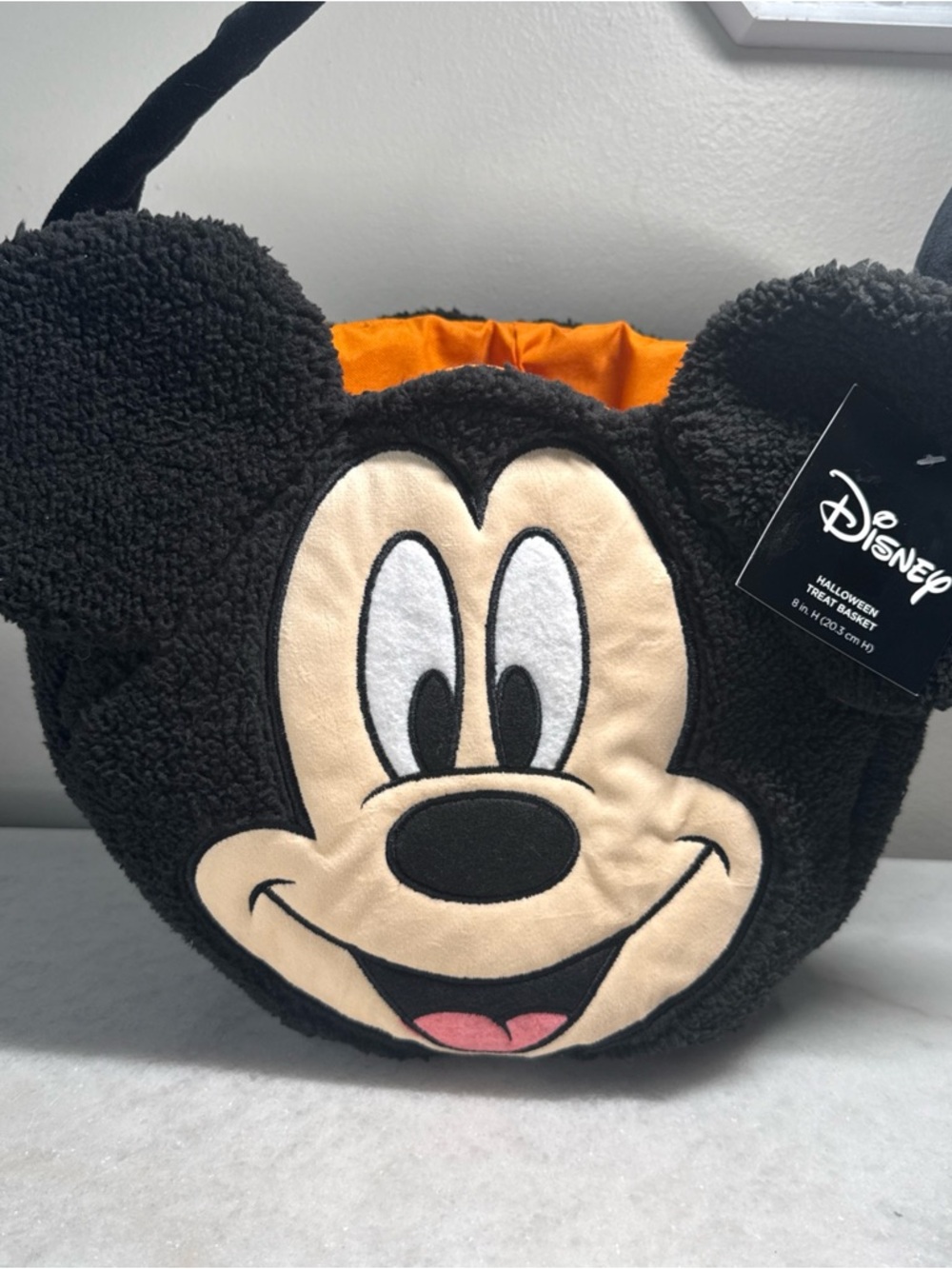 New Disney Kids Mickey Mouse Plush Trick Or Treat Bag 16” Halloween Black Orange